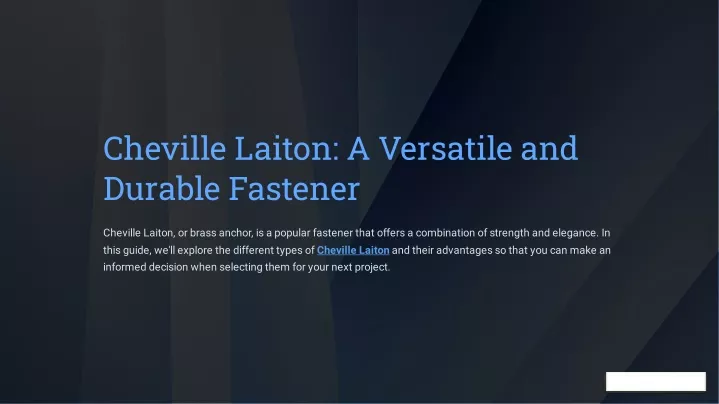 cheville laiton a versatile and durable fastener