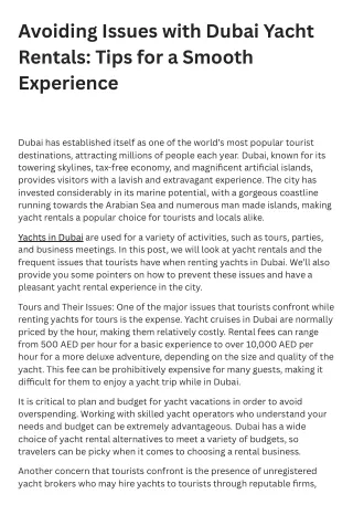 Avoiding Issues with Dubai Yacht Rentals Tips for a Smooth Experience