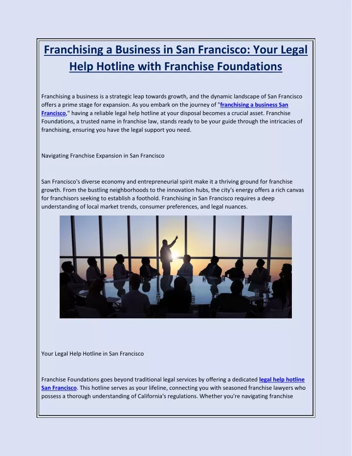 franchising a business in san francisco your