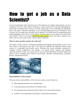 How to get a job as a Data Scientist