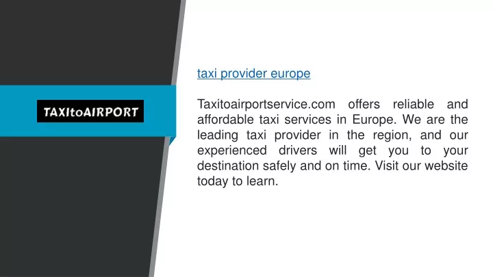 taxi provider europe taxitoairportservice