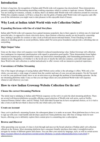 Bask in Indian Adult World-wide-web Collection On-line: A Tutorial