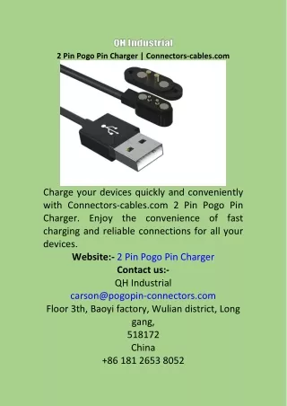 2 Pin Pogo Pin Charger  Connectors-cables