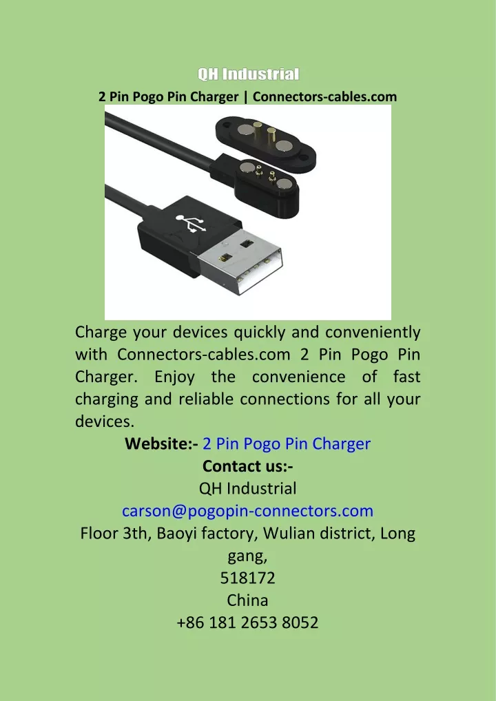 2 pin pogo pin charger connectors cables com