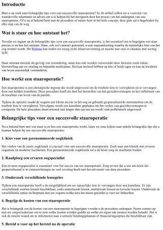 Belangrijke tips voor een succesvolle staaroperatie