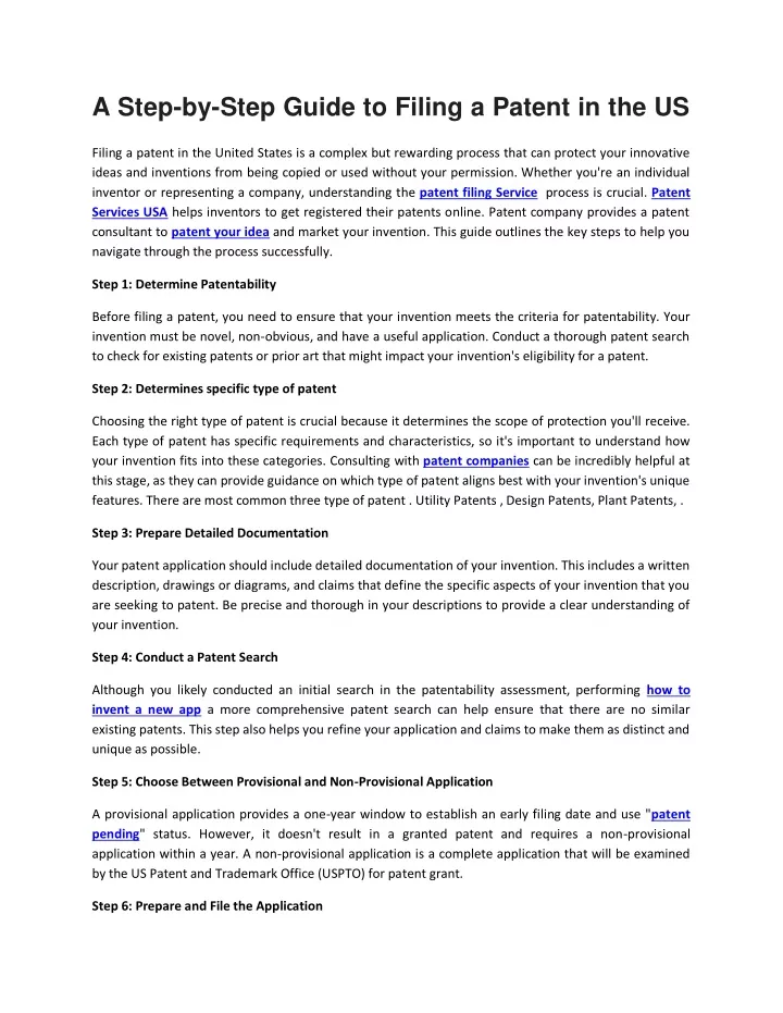 a step by step guide to filing a patent