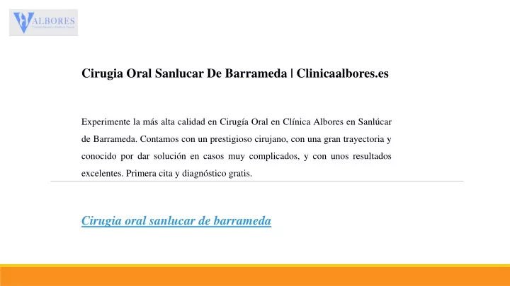 cirugia oral sanlucar de barrameda clinicaalbores