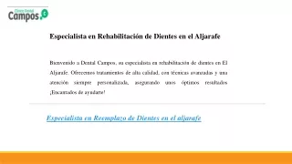 Especialista en Rehabilitación de Dientes en el Aljarafe