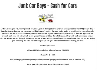 Junk Car Boys - Cash for Cars