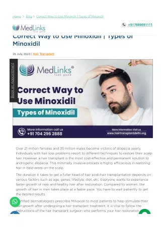 The Correct Way to Use Minoxidil for Optimal Hair Growth and Hair Transplant in