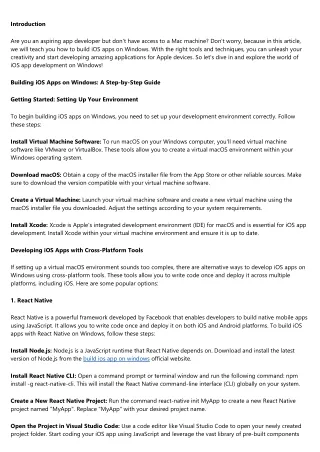 Mastering the Art of Building iOS Apps on Windows