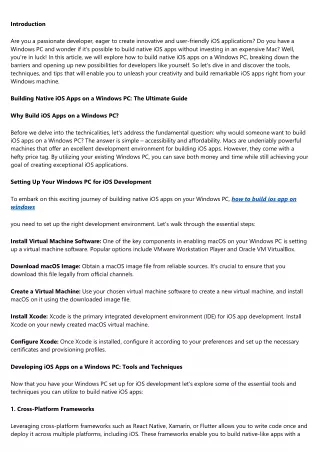Bridging the Gap: How to Build Native iOS Apps on a Windows PC