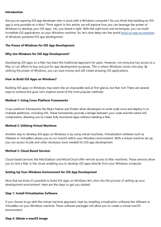 Windows as a Catalyst: Unleashing Your iOS App Development Potential