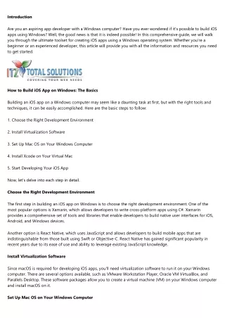 The Ultimate Toolset: Creating iOS Apps Using Windows
