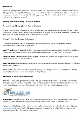 Breaking Barriers: Developing iOS Apps on Your Windows Machine