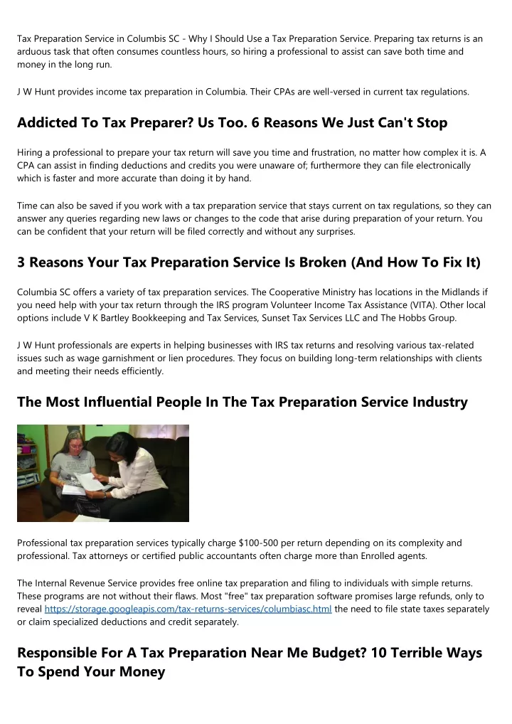 tax preparation service in columbis