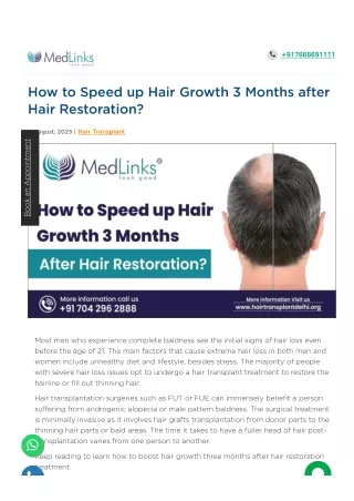 How to Speed up Hair Growth 3 Months after Hair Restoration?