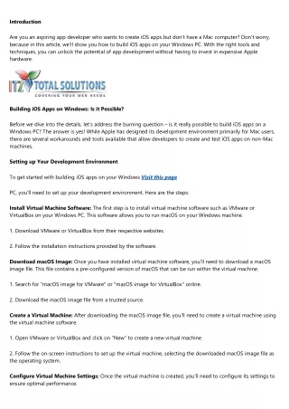 Unlocking the Potential: Build iOS Apps on Your Windows PC