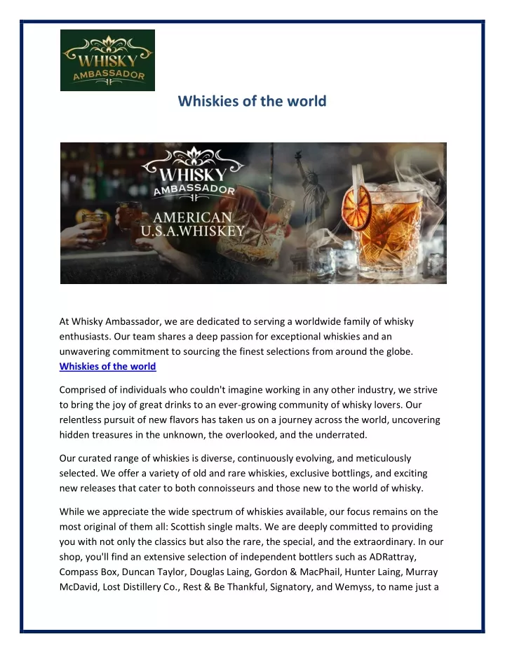 whiskies of the world