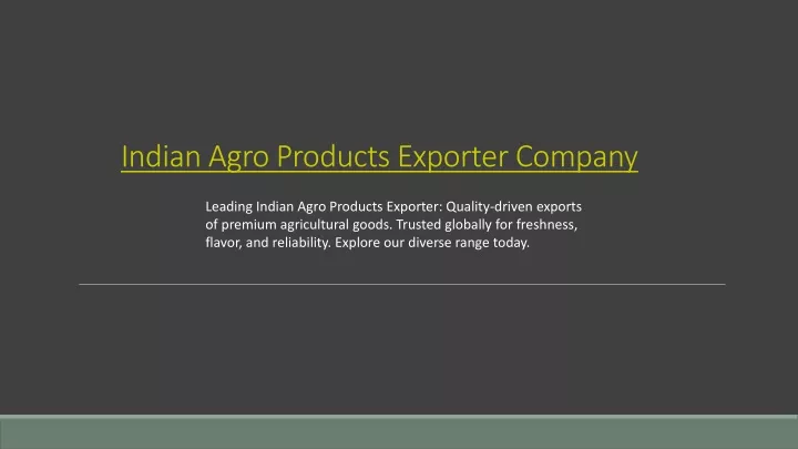 indian agro products exporter company
