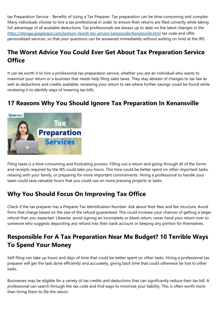 tax preparation service benefits of using