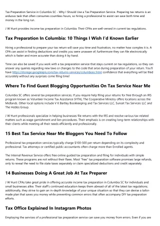 9 Signs You're A Tax Preparation In Columbia Expert