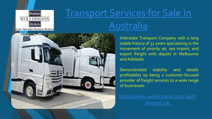 transport services for sale in australia