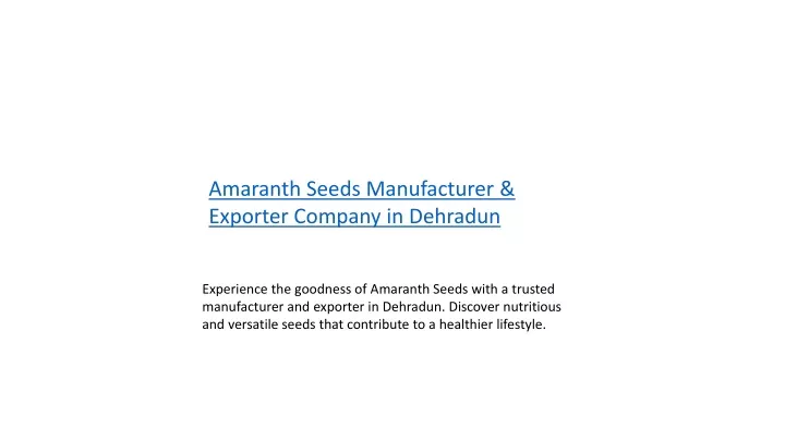 amaranth seeds manufacturer exporter company