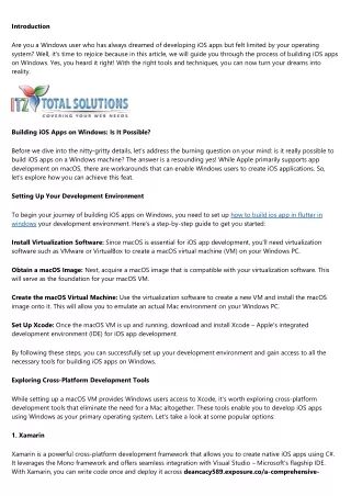 Windows Users Rejoice: Learn How to Develop iOS Apps