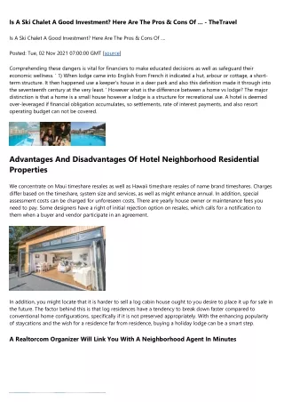 is a ski chalet a good investment here