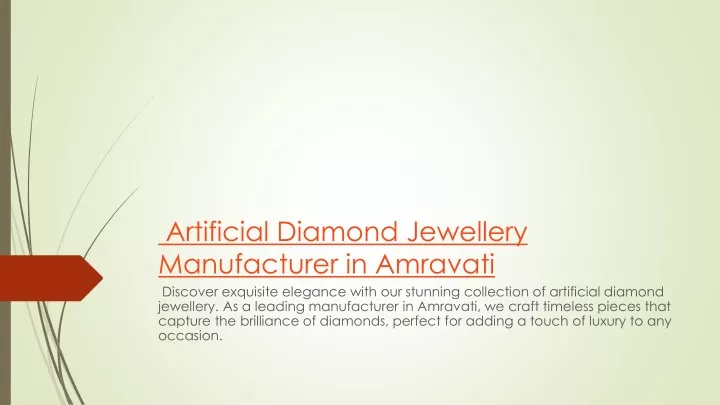 artificial diamond jewellery manufacturer in amravati