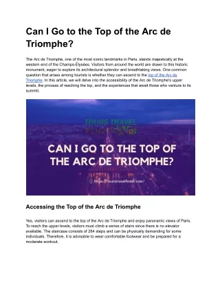 Can I Go to the Top of the Arc de Triomphe