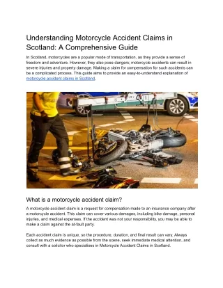 Understanding Motorcycle Accident Claims in Scotland: A Comprehensive Guide