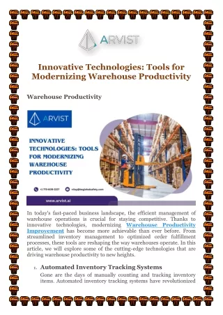 Innovative Technologies: Tools for Modernizing Warehouse Productivity