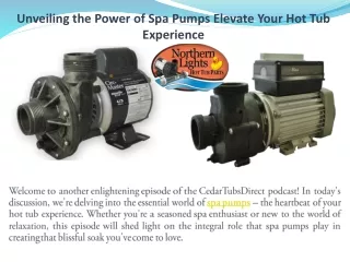 Unveiling the Power of Spa Pumps Elevate Your Hot Tub Experience