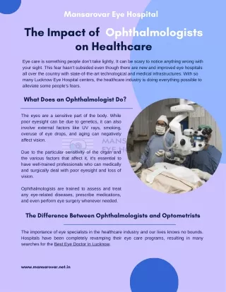 The Impact of  Ophthalmologists on Healthcare