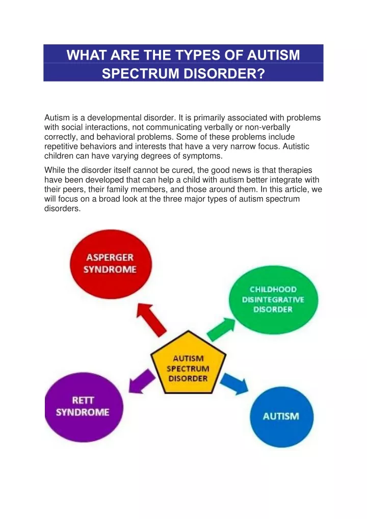 what are the types of autism spectrum disorder