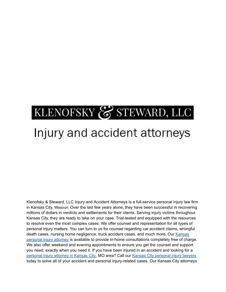 klenofsky steward llc injury and accident