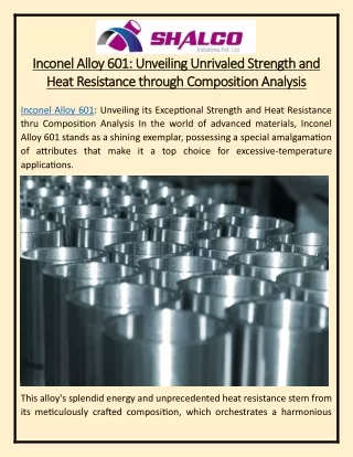 Inconel Alloy 601 Unveiling Unrivaled Strength and Heat Resistance through Composition Analysis