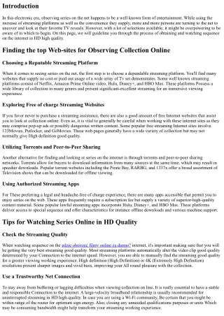 How to Find and View Series On the internet in High definition High-quality