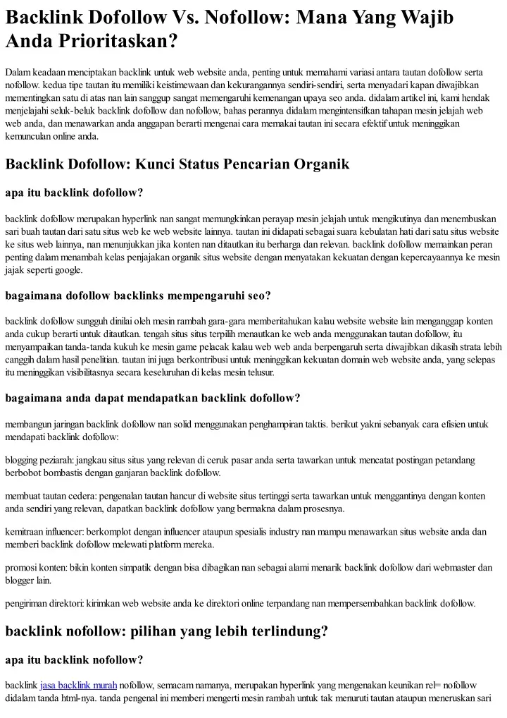 backlink dofollow vs nofollow mana yang wajib