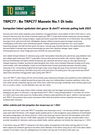 TRPC77 : Agen TRPC77 Gacor No #1 Di Indo