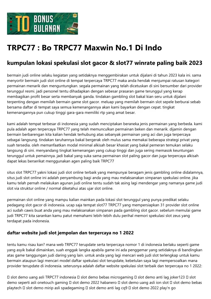 trpc77 bo trpc77 maxwin no 1 di indo