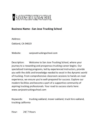 San Jose Trucking School