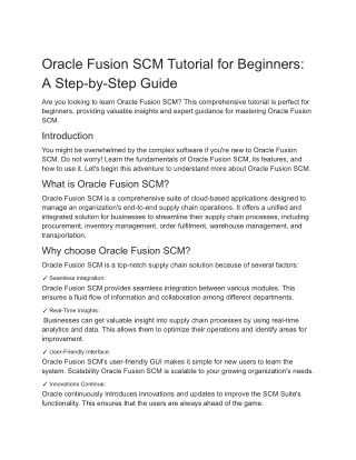 Oracle Fusion SCM Tutorial for Beginners_ A Step-by-Step Guide