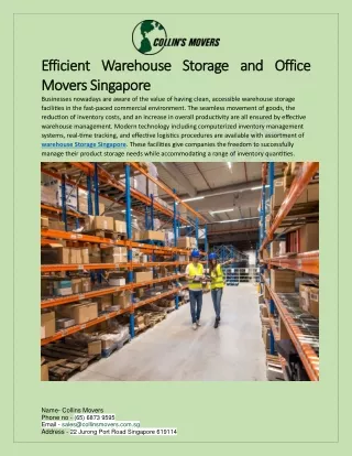 EFFICIENT OFFICE MOVERS AND WAREHOUSE STORAGE SINGAPORE