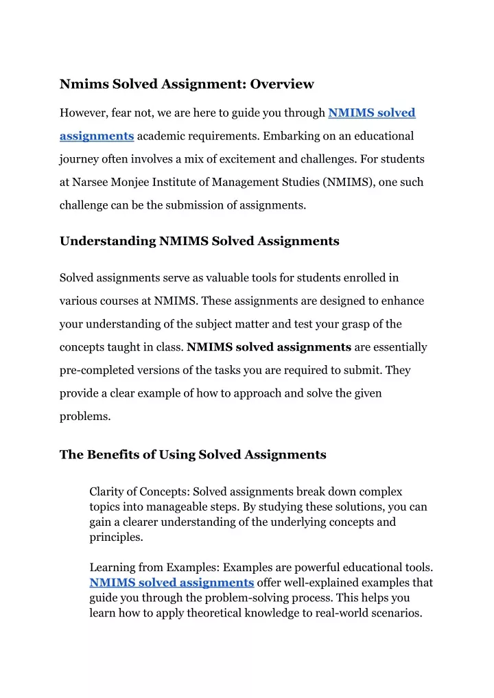 nmims solved assignment overview