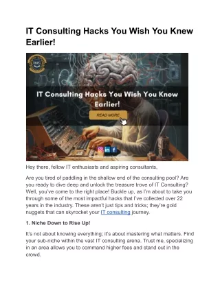 it consulting hacks you wish you knew earlier