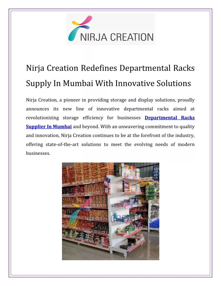 nirja creation redefines departmental racks