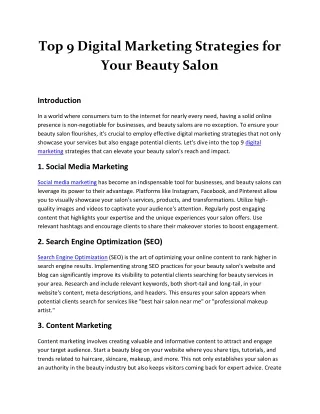 Top 9 Digital Marketing Strategies for Your Beauty Salon
